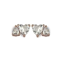 Pure Sterling Silver Heartfelt RoseGold Elegance Studs for Women and Girls | Stylish Earrings for Women Fashion | Gifting Accessories, 2, Sterling Silver, Cubic Zirconia