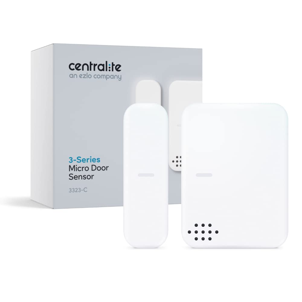 Centralite by Ezlo Micro Door and Window Sensor - Personal and Home Security - Wirelessly Notify Users of Arrivals and Departures - Works with Ezlo, SmartThings, Wink, Vera, and Hubitat Zigbee