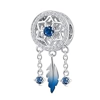Openwork Dream Cather Dangling Feathers Tassel Charm Spiritual Dreamcatcher Crystal Pendant Bead for Pandora Bracelet