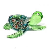 ZOOCRAFT Sea Turtle Hand Blown Glass Figurine Collectible Aquarium Miniature Home Garden Decor Personalized Gift