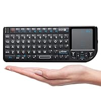 Rii 2.4G Mini Wireless Keyboard with Touchpad,Laser Pointer with Remote Control,Backlit Portable Keyboard Controller with USB Receiver for Windows/Mac/Android/PC/Tablets/TV/Xbox/PS3. V3-Black
