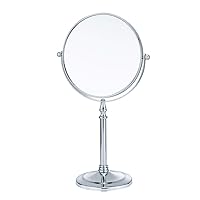 Makeup Mirror,Magnifying Mirror 1/20X Magnification, Large Table top Two-Sided Swivel Vanity Mirror, Chrome FinishStyle 1-8 inches