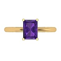 Clara Pucci 1.65ct Radiant Cut Solitaire Natural Amethyst Proposal Wedding Bridal Designer Anniversary Ring 14k Yellow Gold for Women