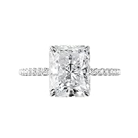 5 CT Radiant Moissanite Engagement Ring Wedding Eternity Band Vintage Solitaire Antique 4-Prong -Setting Setting Silver Jewelry Anniversary Promise Vintage Ring Gift for Her