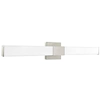 LUXRITE LED Bathroom Vanity Light Fixtures Square 36 Inch Brushed Nickel 5 CCT 2700K-5000K Selectable Over Mirror Vanity Lights Modern Wall Light Bar 30W 2000 Lumens CRI 90 Dimmable Damp Rated ETL