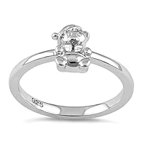 925 Sterling Silver Winter Teddy Bear Women Wedding Ring GIFT FOR HER