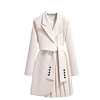 Spring Slim Blazer Dress Office Lady Casual Button Belt Mini Dresses Women's Solid Color Party Vestidos