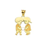 14k Yellow Gold Boy and Girl Pendant Necklace 14x22mm Jewelry Gifts for Women