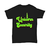 Unicorn Security Neon Green Vintage Retro 70s 80s 90s Women Men Plus Size Graphic Novelty T-Shirt Black