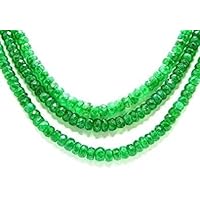 SANA GEMS Emerald Jade Quarts Beads Necklace, 3 Strand Natural Beryl Emerald Jade Quarts Beads Necklace, 6MM Beads, Beryl Beads, 16
