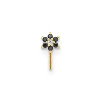 3.15mm 14k Gold Black and White CZ Cubic Zirconia Simulated Diamond Flower Nose Post Jewelry for Women