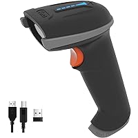 Tera Barcode Scanner Wireless Versatile 2-in-1 (2.4Ghz Wireless+USB 2.0 Wired) with Battery Level Indicator, 328 Feet Transmission Distance Rechargeable 1D Laser Bar Code Reader USB Handheld (Grey)
