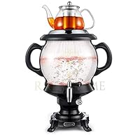 SAKI Chaiovar Electric Samovar - 4L Stainless Steel Electric Tea Maker,  Temperature Display, Large Ceramic Teapot, Boil Dry & Auto Shut Off, Best  for