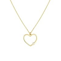 14k Yellow Gold 0.015 Dwt Open Love Heart Diamond Bezel Adjustable Necklace 18 Inch Jewelry Gifts for Women