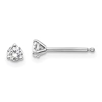 14k White Gold 1/10 Carat Total Weight Round VS SI D E F Lab Grown Diamond 3 Prong Stud Post Earrings Jewelry for Women