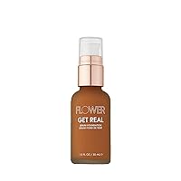 FLOWER BEAUTY By Drew Barrymore Get Real Serum Foundation - Hydrating + Lightweight Formula - Light to Medium + Buildable Coverage (Sable)