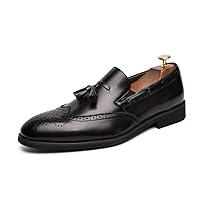 Mens Wingtip Tassel Loafers Wedding Dress Shoes Slip-On Brogues Loafers for Men Tuxedo Suit Shoes