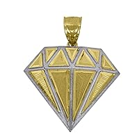 10k Two tone Gold Mens Sparkle Cut Textured Diamond Shape Charm Pendant Necklace Jewelry for Men