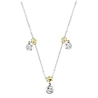 Diamond Dangling Necklace 14K White and Yellow Two Tone Gold