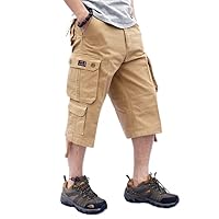 Men's Cargo Shorts Casual Multi Pockets Military Tactical Pants Male Outwear Loose Straight Slacks Long Trousers