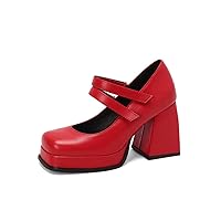 Platform Chunky Heel Mary Jane Shoes Square Toe Punk Party Pumps