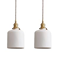 Ceramic Pendant Light Fixture Set of 2, Dome Hanging Light, Adjustable Pendant Lighting for Kitchen Island Bedroom