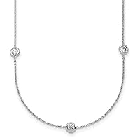 18k White Gold Diamond Stations Necklace 16 Inch Measures 4.6mm Wide Jewelry for Women