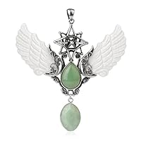 Merkaba Water Drop Crystal Necklace Natural Stone Pendants Vintage Angel Wing Jewelry Necklaces Collier