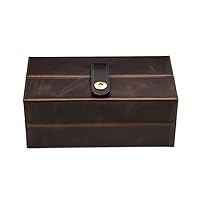 Leather Watch Case Rectangular Double Outdoor Travel Portable Magnetic Buckle Watch Storage Box