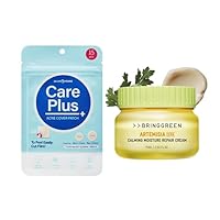 OLIVE YOUNG Care Plus Spot Patch (15 Count) + BRING GREEN Artemisia Cera Calming Moisture Repair Cream Bundle