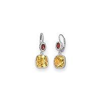 14k White Gold Citrine and Garnet Leverback Earrings Measures 31.3x11.5mm Wide Jewelry Gifts for Women