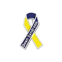 Down Syndrome Awareness Ribbon Shaped Pins – Dark Blue & Yellow Ribbon Pins for Awareness, Gift-Giving, Event Promotion & More! | Fundraising For A Cause