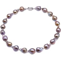 JYX Pearl Necklace AA+ Quality 13-20mm Natural Lavender Baroque Freshwater Cultured Pearl Necklace for Women 17inches
