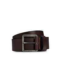 BOSS Men's Smooth Leather Belt with Brushed Effect Buckle