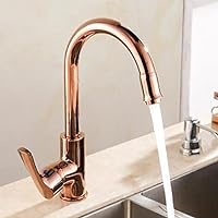 Kitchen Sink Tap for Bar Farmhouse Commercial, Luxury Rose Gold/Gold/Chrome Swivel Kitchen Faucet, Bathroom Vessel Sink Mixer Tap, Swivel Kitchen Sink Faucet (Color : Gold) (Rose G