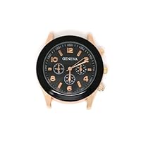 MENS ROSE GOLD BLACK COLOR ROUND BLACK DIAL EASY TO READ DRESS WATCH HEAD