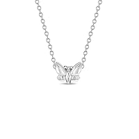 In Season Jewelry 925 Sterling Silver Puffed Butterfly Charm Necklace For Little Girls and Preteen Girls 16
