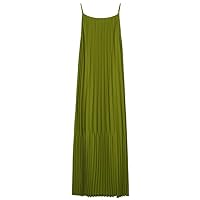 Women's Design Sense Pleated Dress, Temperament Dress with Sling, Sleeveless Beach Skirt