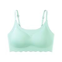 Women's Scalloped Compression Sports Bras for Women Sexy Running Solid Supportive Sporty Removable Pads Seamless Tank