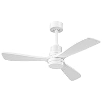 Obabala 52'' White Ceiling Fan with Lights Modern Ceiling Fan with Remote Control Reversible DC Motor and Matte White, 6 Speed, Timer