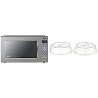 Panasonic Oven with Cyclonic Wave Inverter Technology, 1250W, 2.2 cu.ft. Countertop Microwave (Stainless Steel/Silver), Stainless & Nordic Ware Splatter Microwave Cover, 10-Inch (Pack of 2), Clear