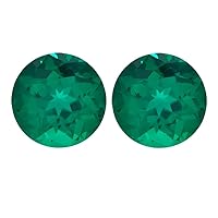 0.81-0.95 Cts of 5x5 mm AAA Round Lab Created Emerald (2 pcs) Loose Gemstones