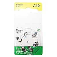 Hearing Aid Battery,1.4v,Size 10,Zinc Air Batteries A10(6 dail Pack)