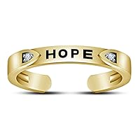 Created Round Cut White Diamond in 925 Sterling Silver 14K Yellow Gold Over Diamond Hope Adjustable Band Toe Ring for Women's & Girl's