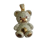 Designer Teddy Bear CZ Diamond 925 Sterling Silver Charm Pendant,Beautiful Teddy Bear Silver CZ Diamond Charm PendantHandmade Pendant Jewelry,Gift