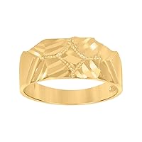 10k Yellow Gold Mens Nugget Fashion Ring Measures 8.2mm Long Jewelry for Men