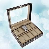 Watch Box Faux Leather Storage Case Gift Jewelry Display Boxes High End Faux Leather Organizer 10 Slots Grids Watches