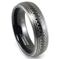 Black Tungsten 6mm Laser Engraved Wedding Band Ring Size 7-13.5