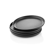 Nordic Kitchen Plate 10 Inches | Set of 4 | Microwave & Dishwasher Safe | Black Stoneware Suitable for everyday use | Danish Design, Functionality & Quality | Black
