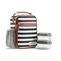 Fit & Fresh Foundry, Thayer Insulated Lunch Bag with 2 Food Containers, Reusable Lunch Box, Mini Cooler Bag, Perfect for Work, College, Picnics